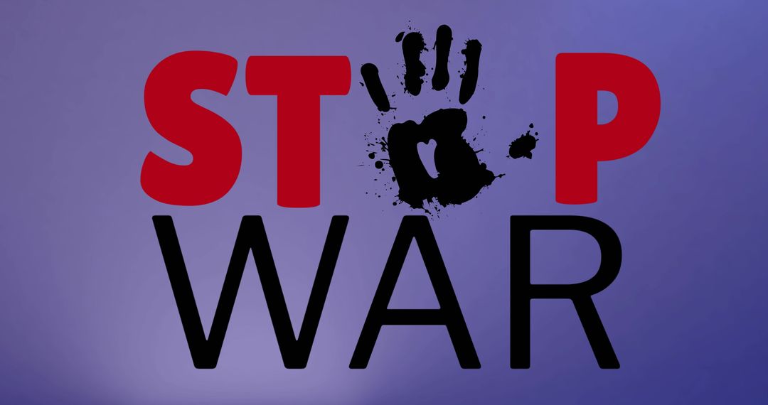 Stop War Protest Message with Handprint Symbol