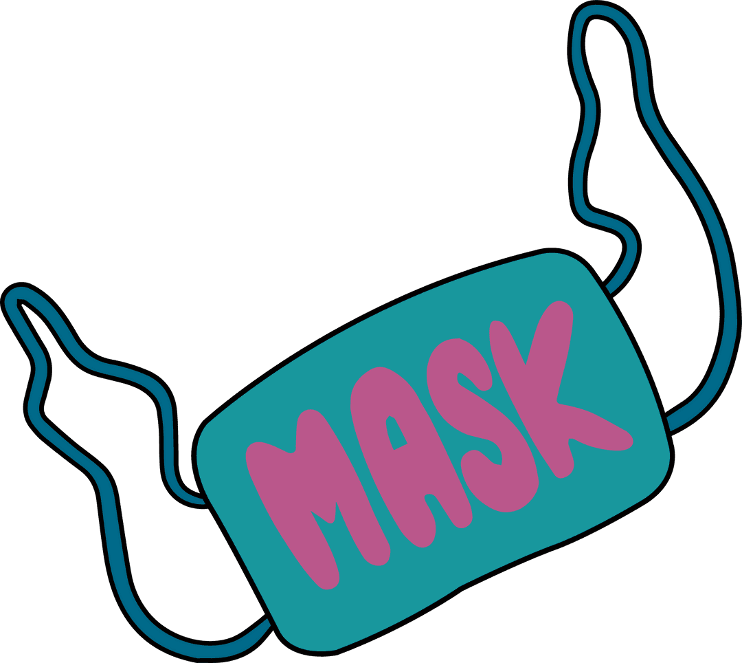 Transparent Flat Design Face Mask with Bold Letters