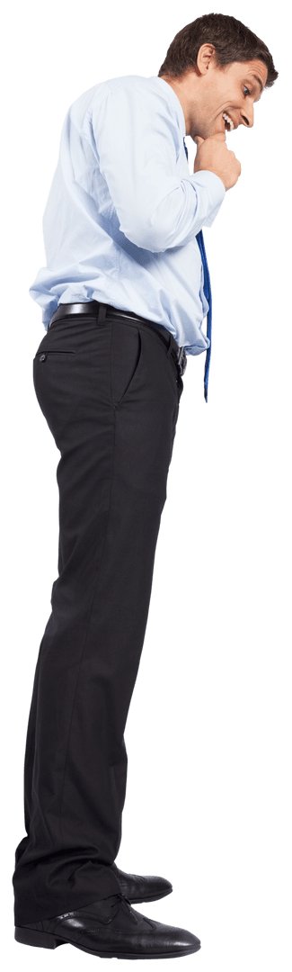 Caucasian Businessman Examining Profile Transparent Figure