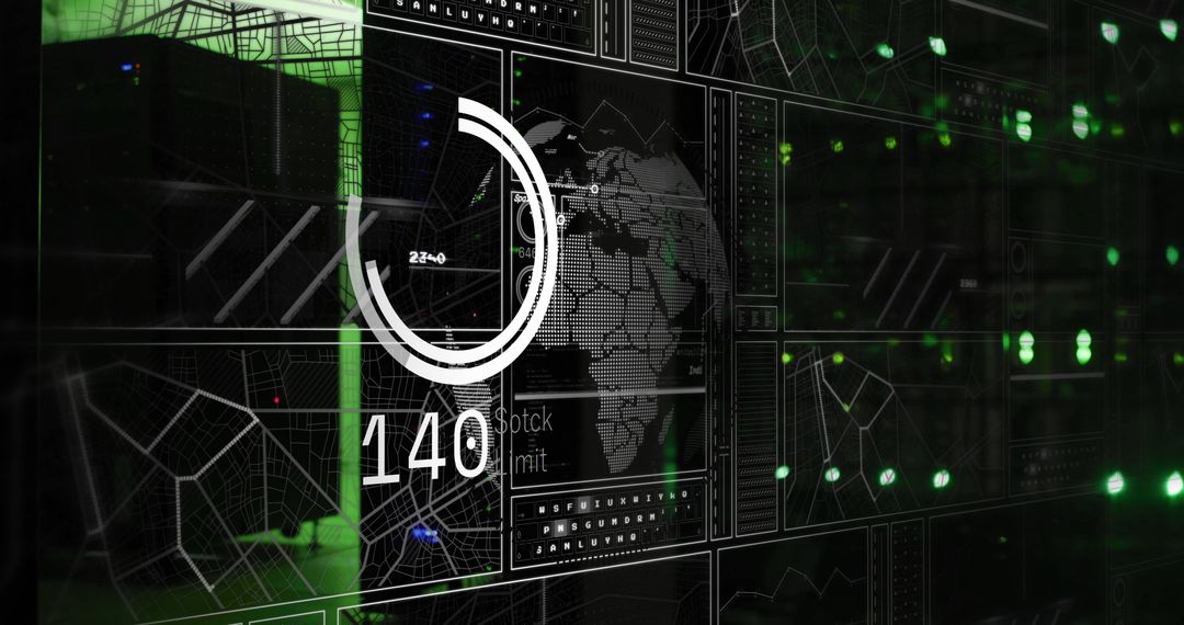 Futuristic Digital Interface with Global Data Analytics Design