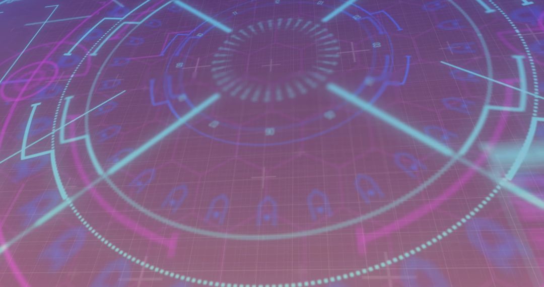 Futuristic Digital HUD Interface in Bright Collaborating Colors