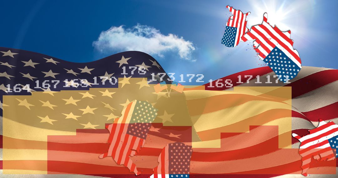 American Flag with Statistics and Business Concept Art