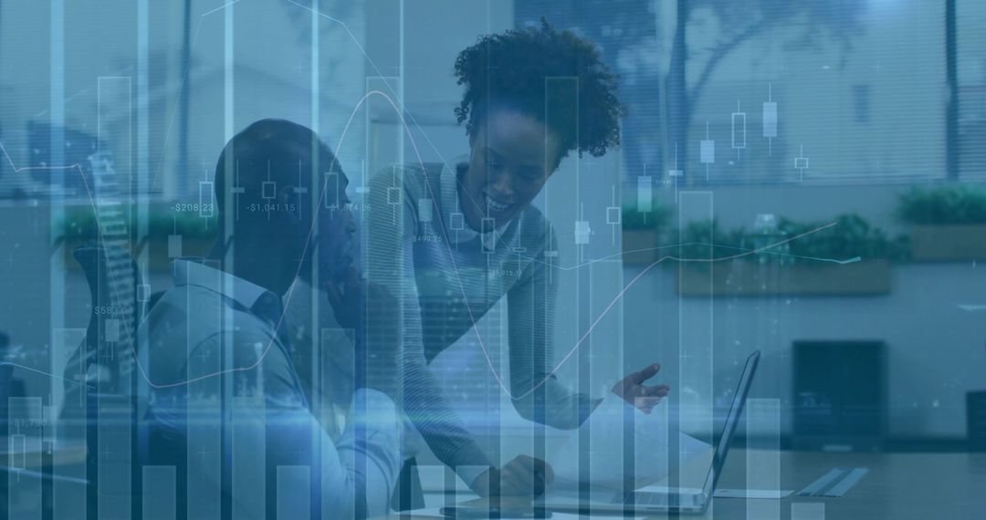 Business Professionals Analyzing Market Data with Technology