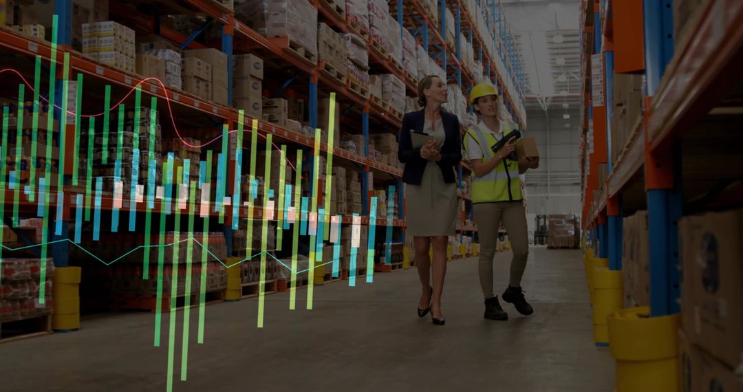 Manager and Worker Analyzing Data in Warehouse