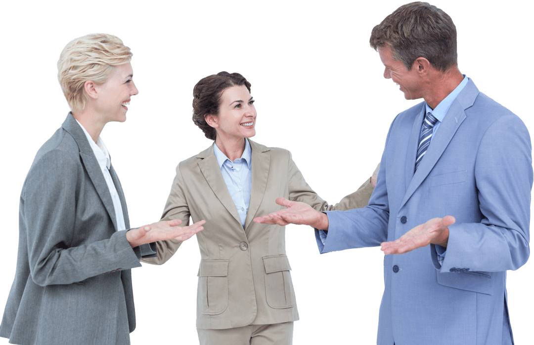 Happy Business Professionals Collaborating on Transparent Background