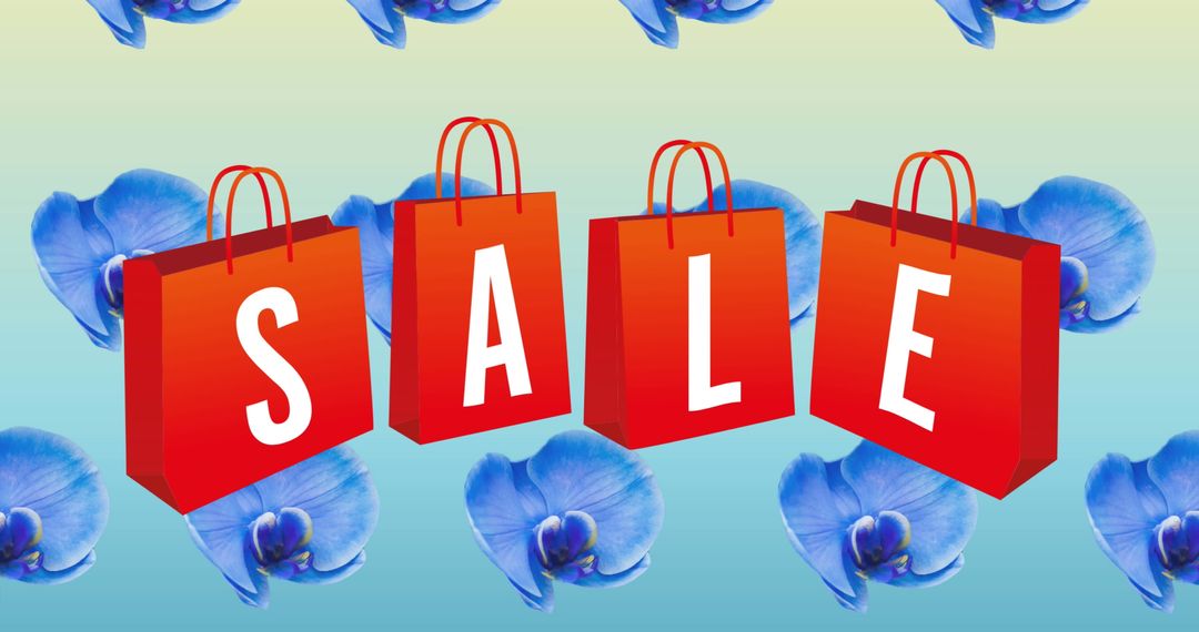 Vibrant Sale Banner with Red Shopping Bags