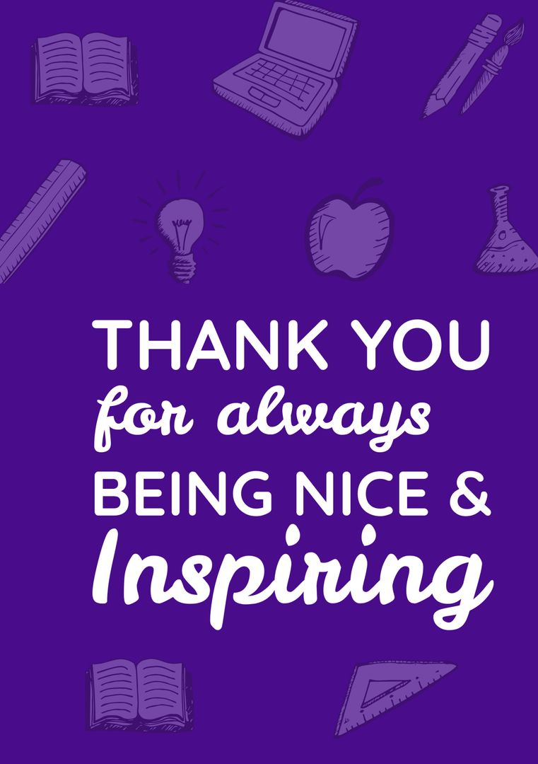 Inspirational Thank You Card with Motivational Icons