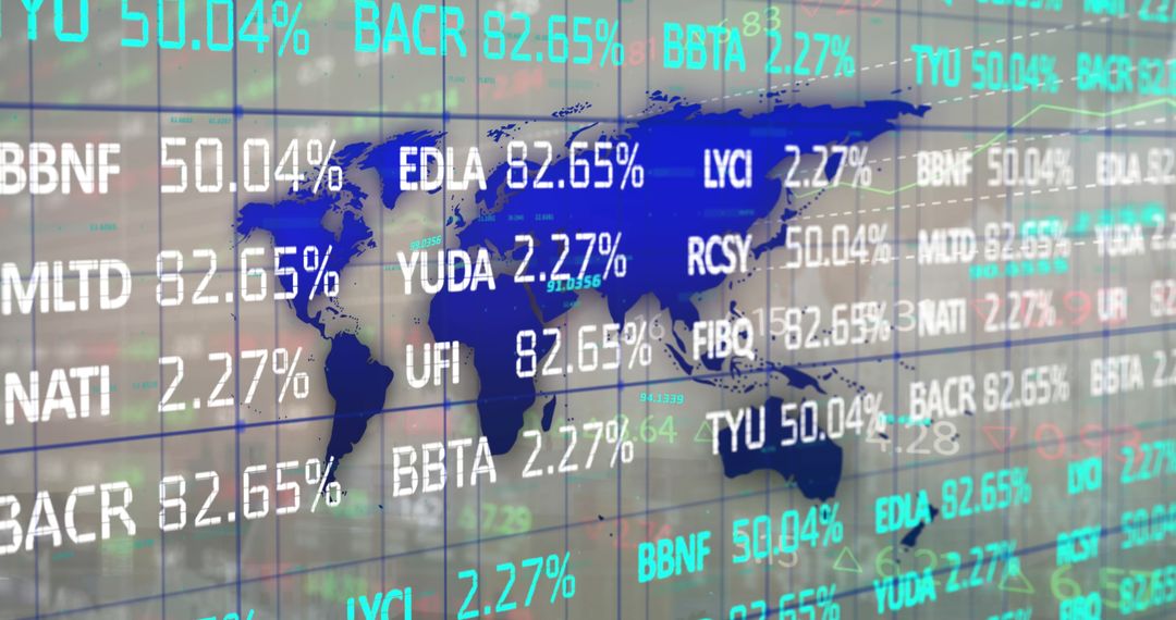 Global Stock Market Data with World Map Concept