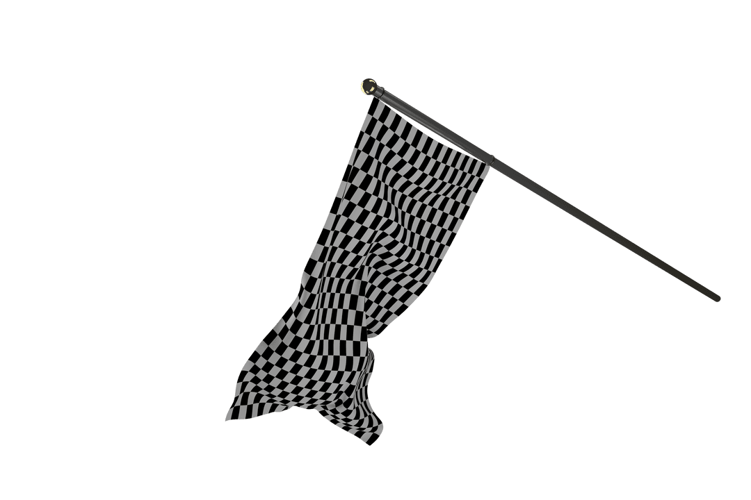 Iconic Black and White Checker Flag on Transparent Background