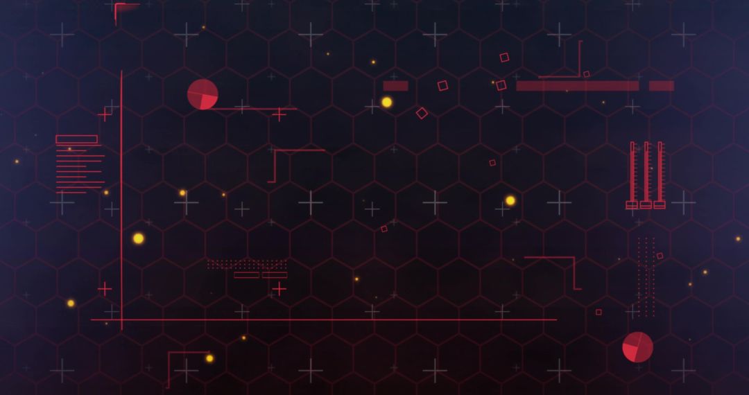 Futuristic Digital HUD Interface with Honeycomb Grid