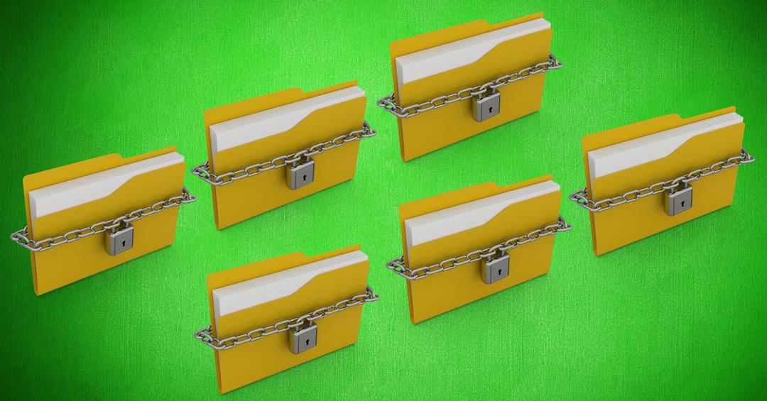 File folder with chain locked against green background - Free Images, Stock Photos and Pictures on Pikwizard.com