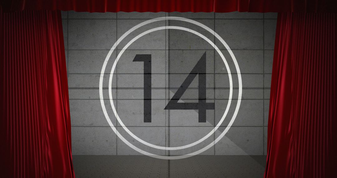 Vintage Theater Countdown Screen with Red Curtains - Free Images, Stock Photos and Pictures on Pikwizard.com