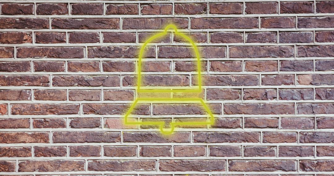 Neon Bell Icon on Brick Wall: Social Media Concept - Free Images, Stock Photos and Pictures on Pikwizard.com