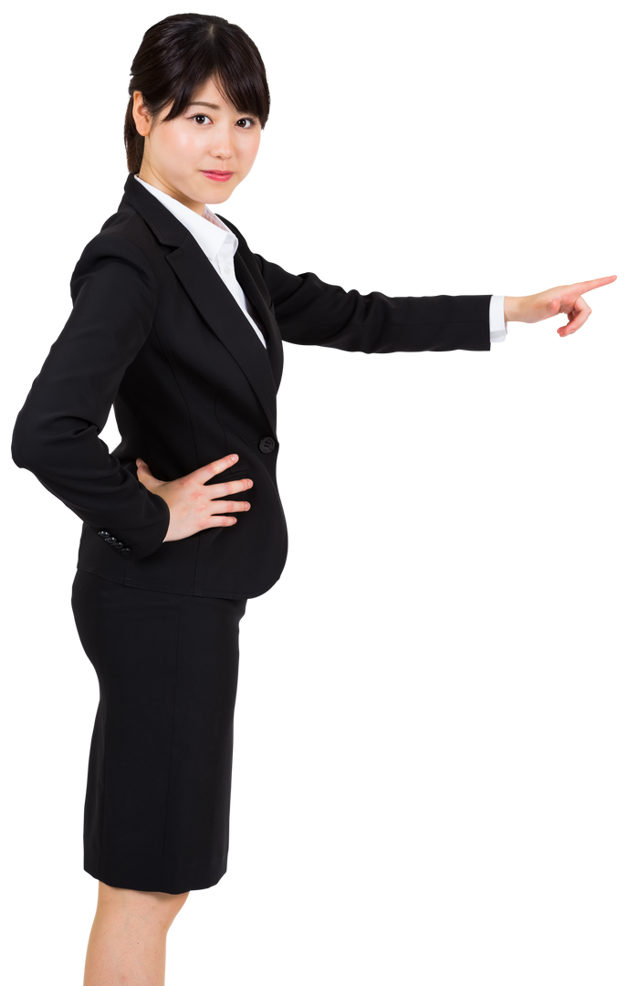 Transparent Businesswoman Pointing Sideways Gesture Concept - Download Free Stock Images Pikwizard.com