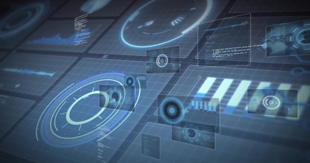 Futuristic Digital Interface with Holographic Data Panels