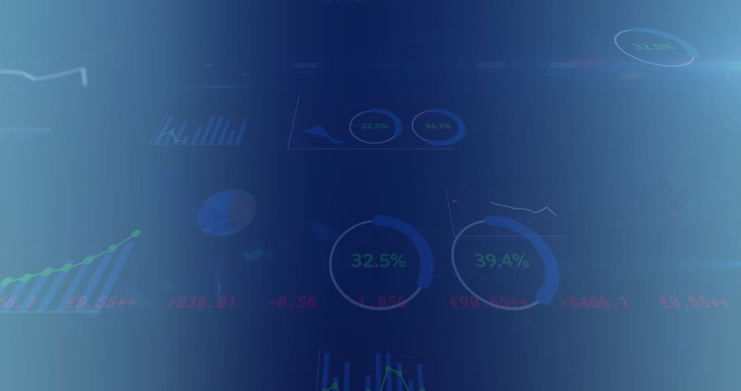 Statistical Data Interface on Blue Gradient Background