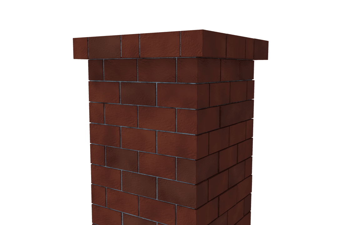 Red Brick Chimney Stack on Transparent Background for Heating Design