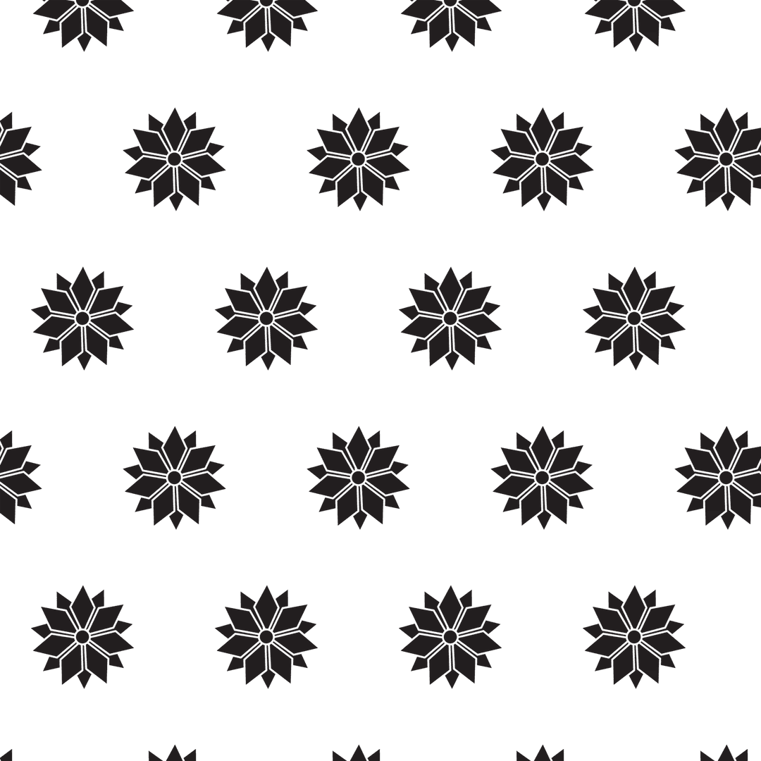 Black Flower Pattern on Transparent Background Illustration