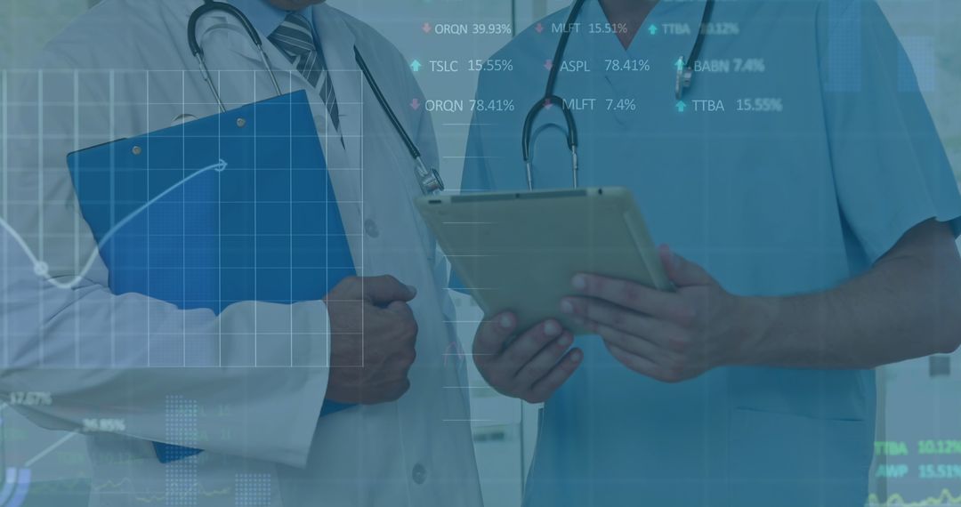 Doctors Analyzing Healthcare Data with Technology in Hospital