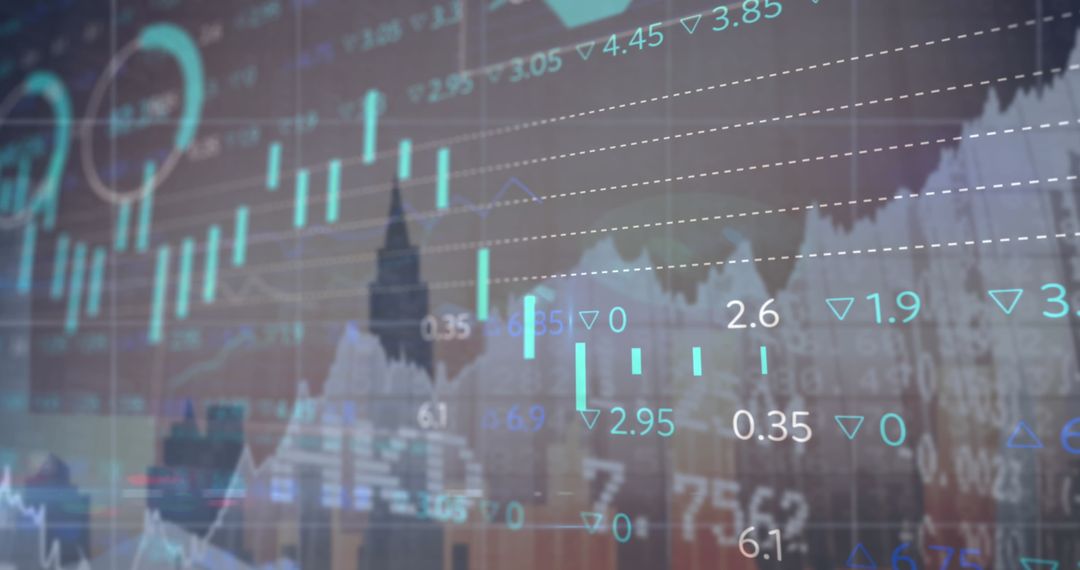 Digital Finance Charts Against Urban Skyline