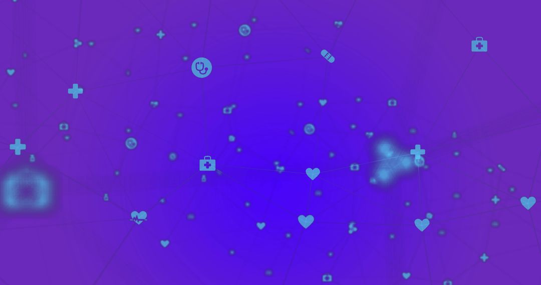 Digital Medical Network with Health Icons on Blue Background
