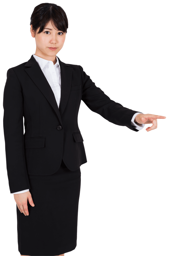 Transparent Confident Asian Businesswoman Pointing Forward