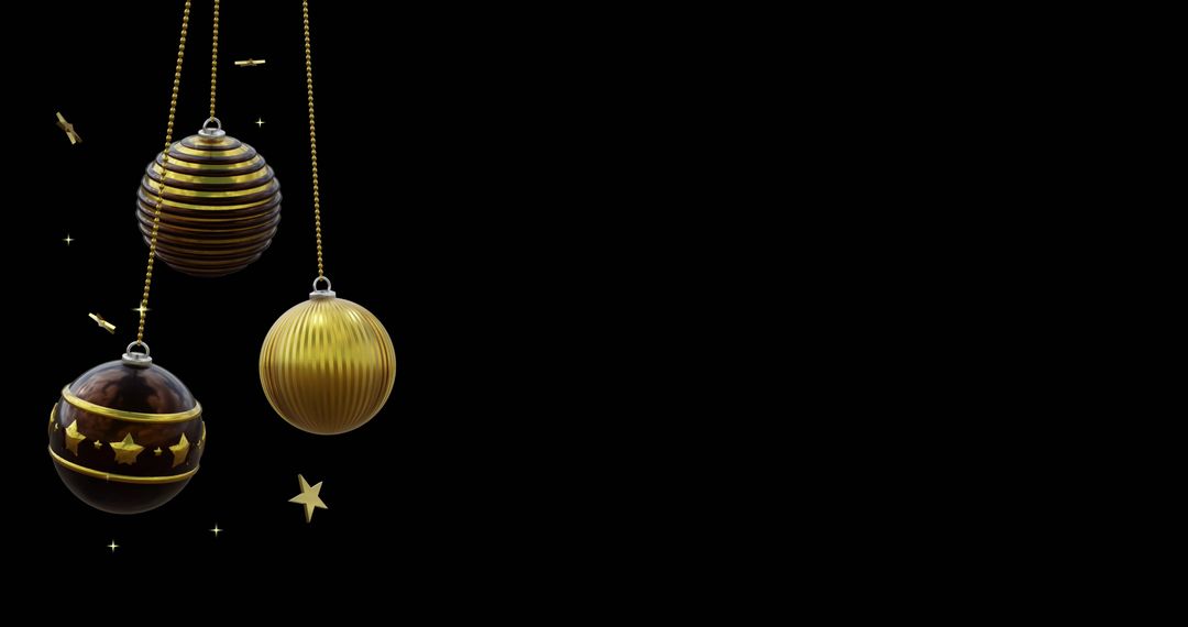 Elegant Black and Gold Christmas Baubles with Star Accents - Free Images, Stock Photos and Pictures on Pikwizard.com