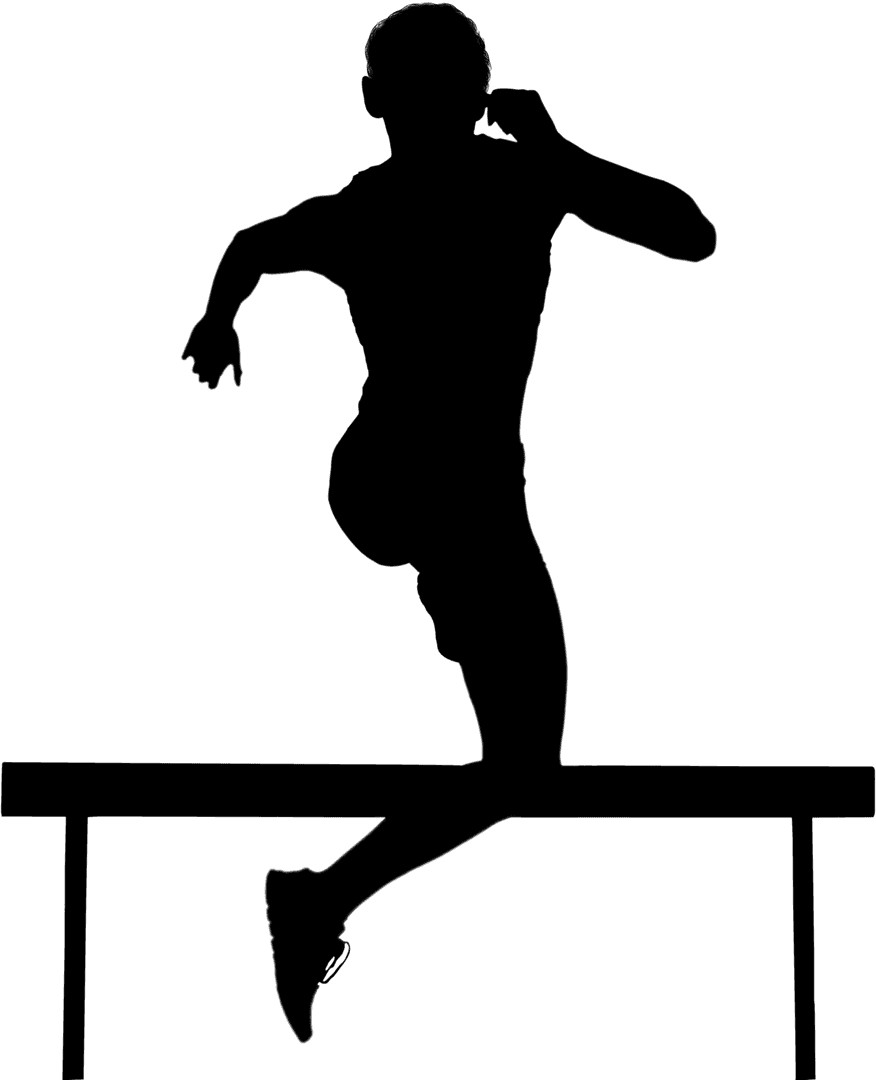 Silhouette of Female Hurdler Jumping Isolated on Transparent Background