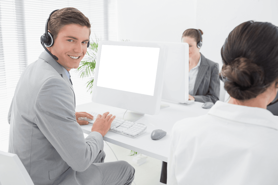 Caucasian Business People Using Headsets Transparent Background Image - Download Free Stock Images Pikwizard.com