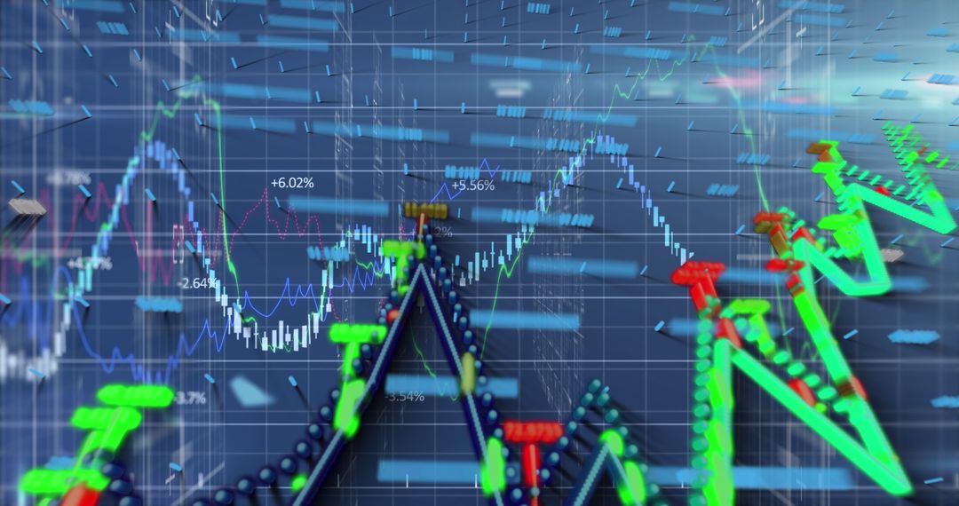 Abstract financial data analysis graphs with digital interface