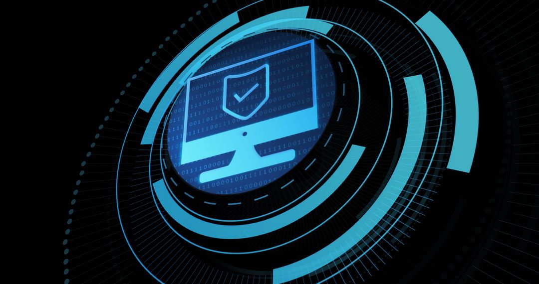 Digital Security Shield on Computer Screen Concept
