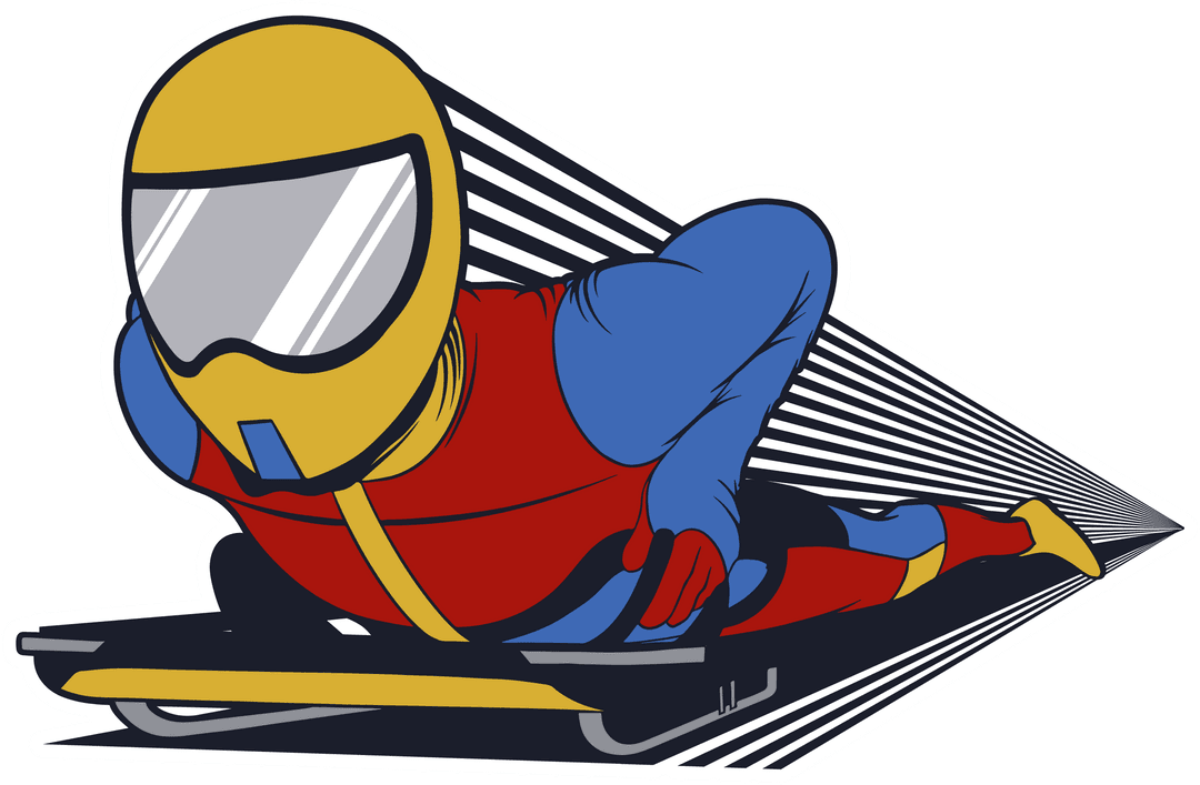 Luge Athlete Speeds on Transparent Sledging Scene Vector