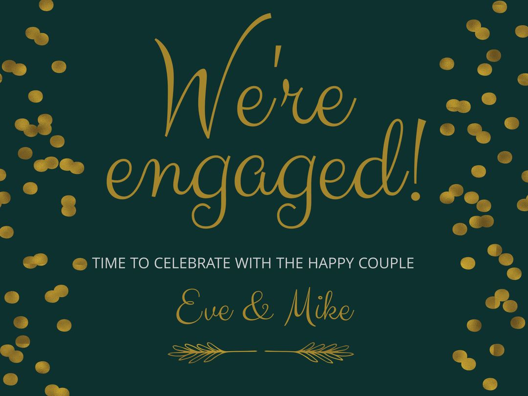 Elegant Engagement Announcement Template with Gold Accents - Download Free Stock Templates Pikwizard.com