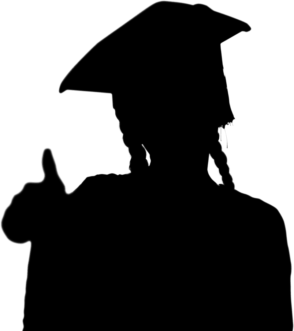 Silhouette of Female Graduate with Cap on Transparent Background