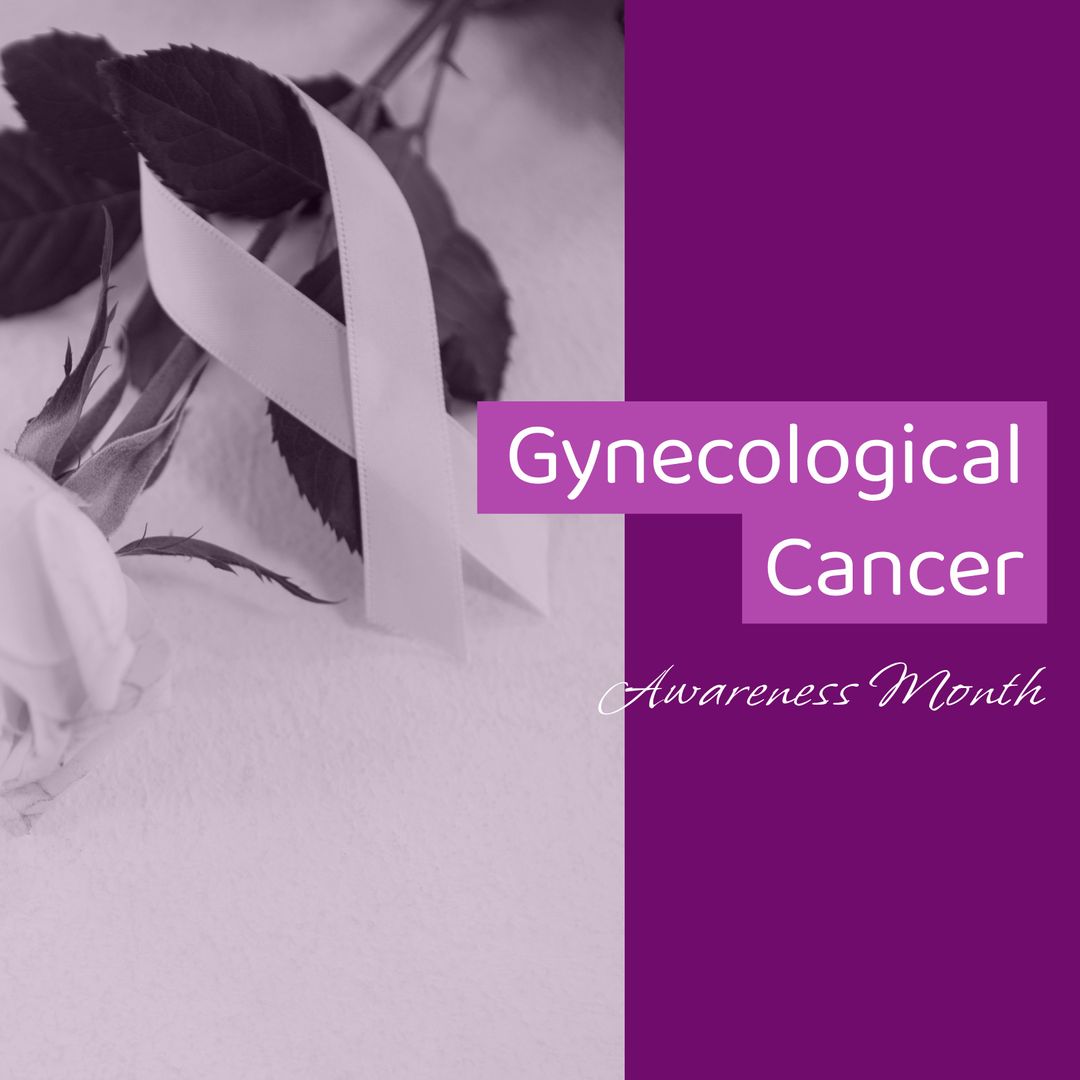 Gynecological Cancer Awareness Concept with Ribbon and Rose