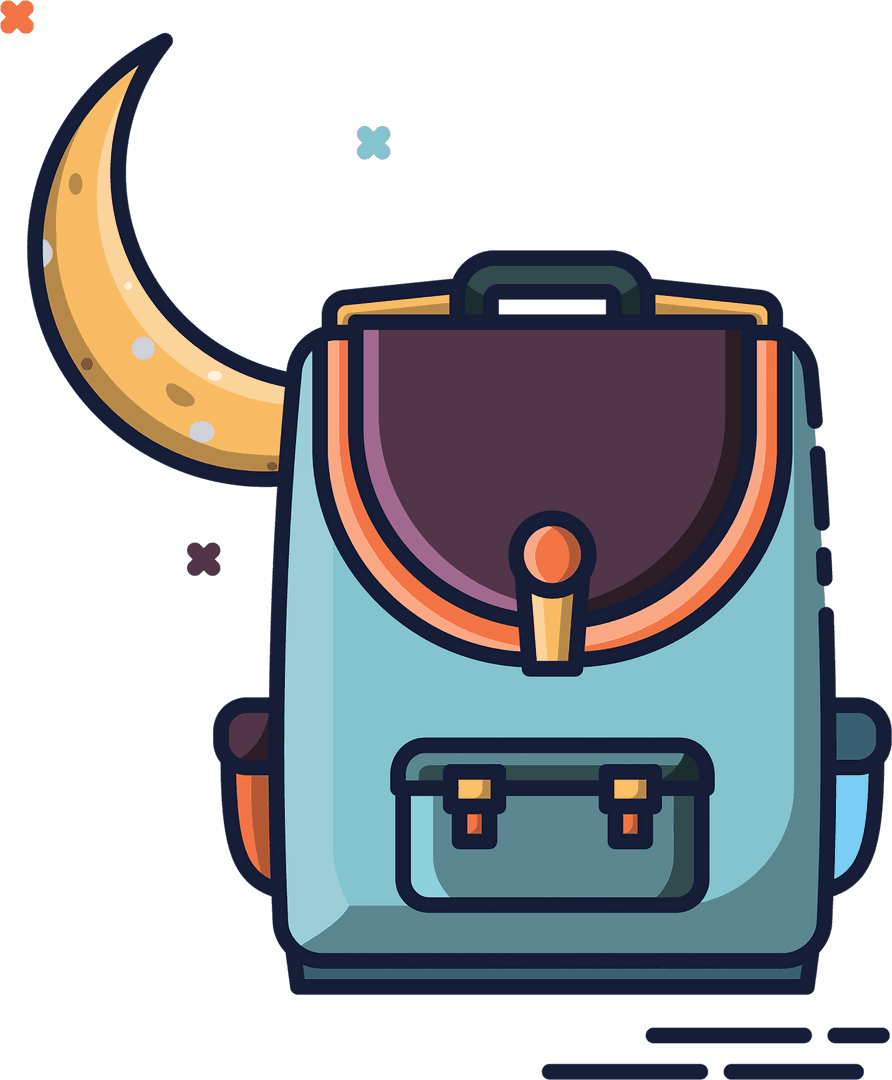 Transparent Backpack with Moon and Stars Vector Illustration
