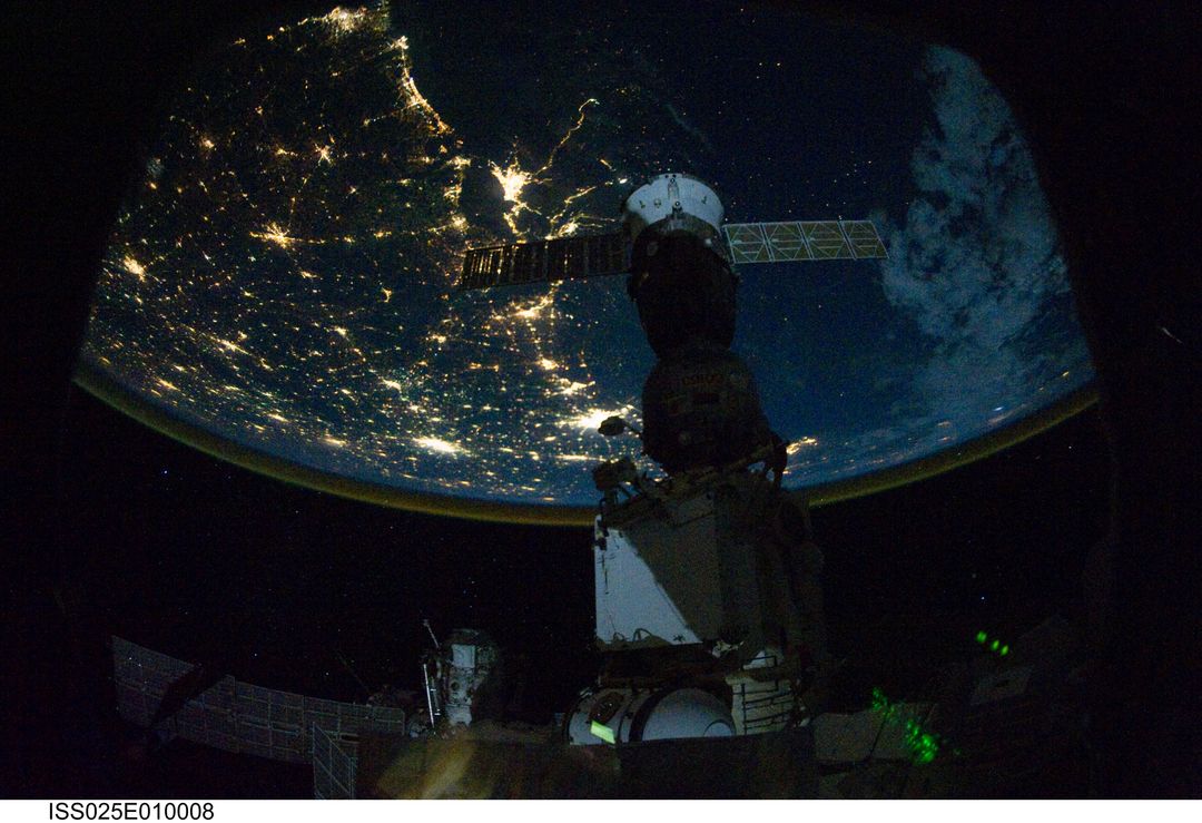 Night View of Gulf Coast from International Space Station - Free Images, Stock Photos and Pictures on Pikwizard.com