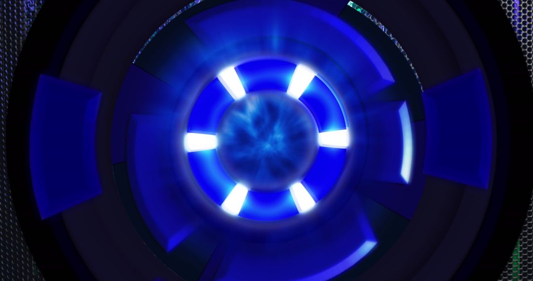 Futuristic Blue Spinning Scanner in Computer Server Room