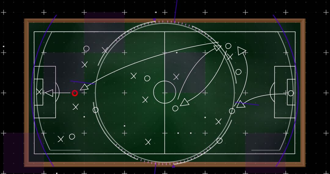 Digital Interface Overlay Tactics on Soccer Field Graphic