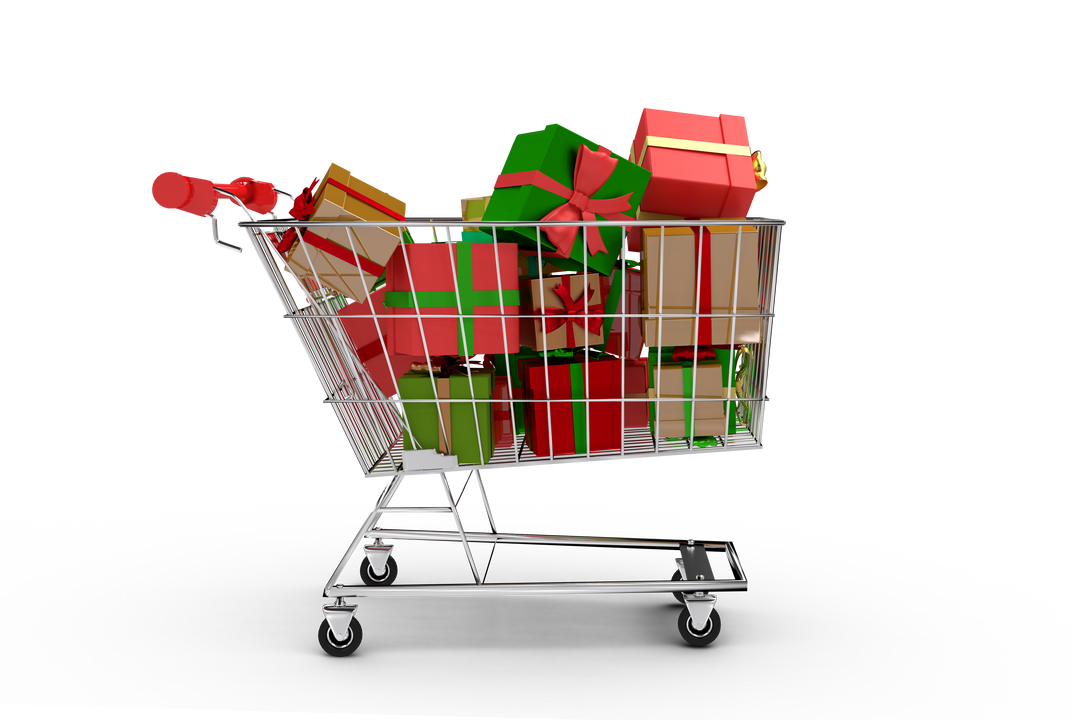 Shopping Trolley Filled with Christmas Gifts on Transparent Background - Download Free Stock Images Pikwizard.com