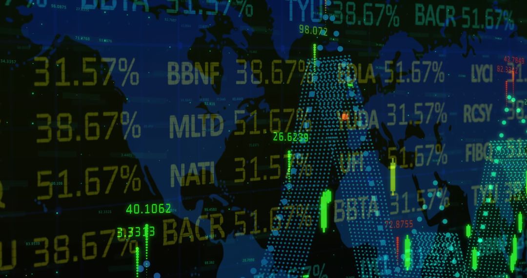 Global Financial Data and Stock Market Trends on World Map Interface