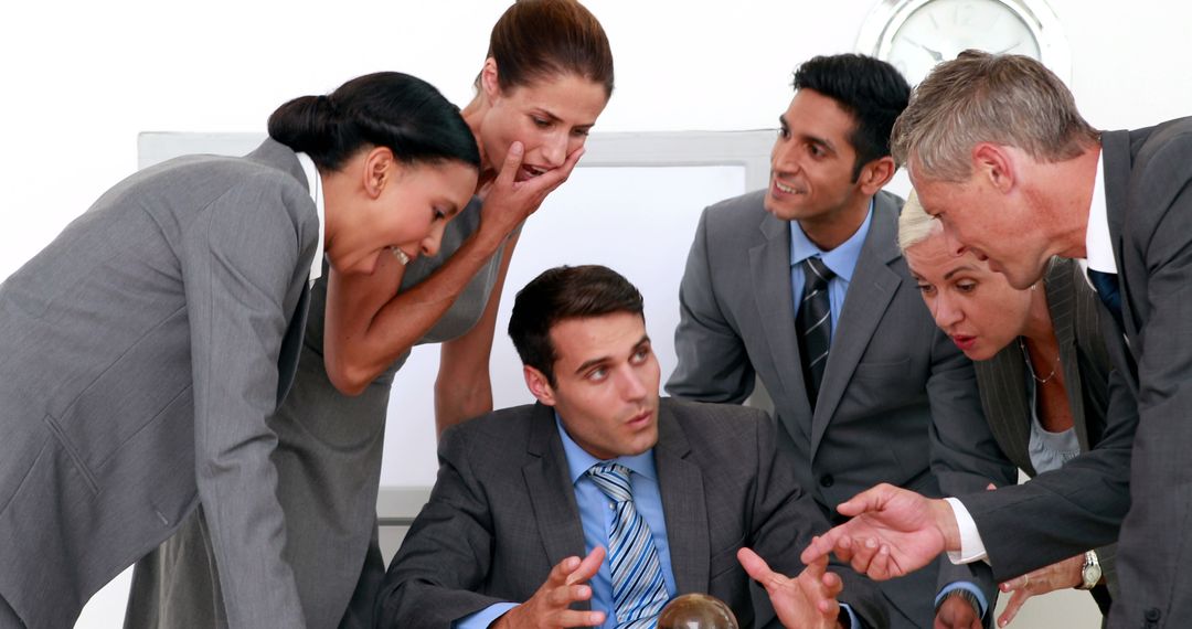 Business Team Engaging in Fun Future Planning with Crystal Ball