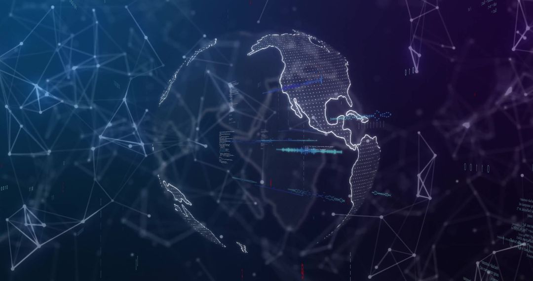 Futuristic Digital Globe with Data Connections and Network Grid