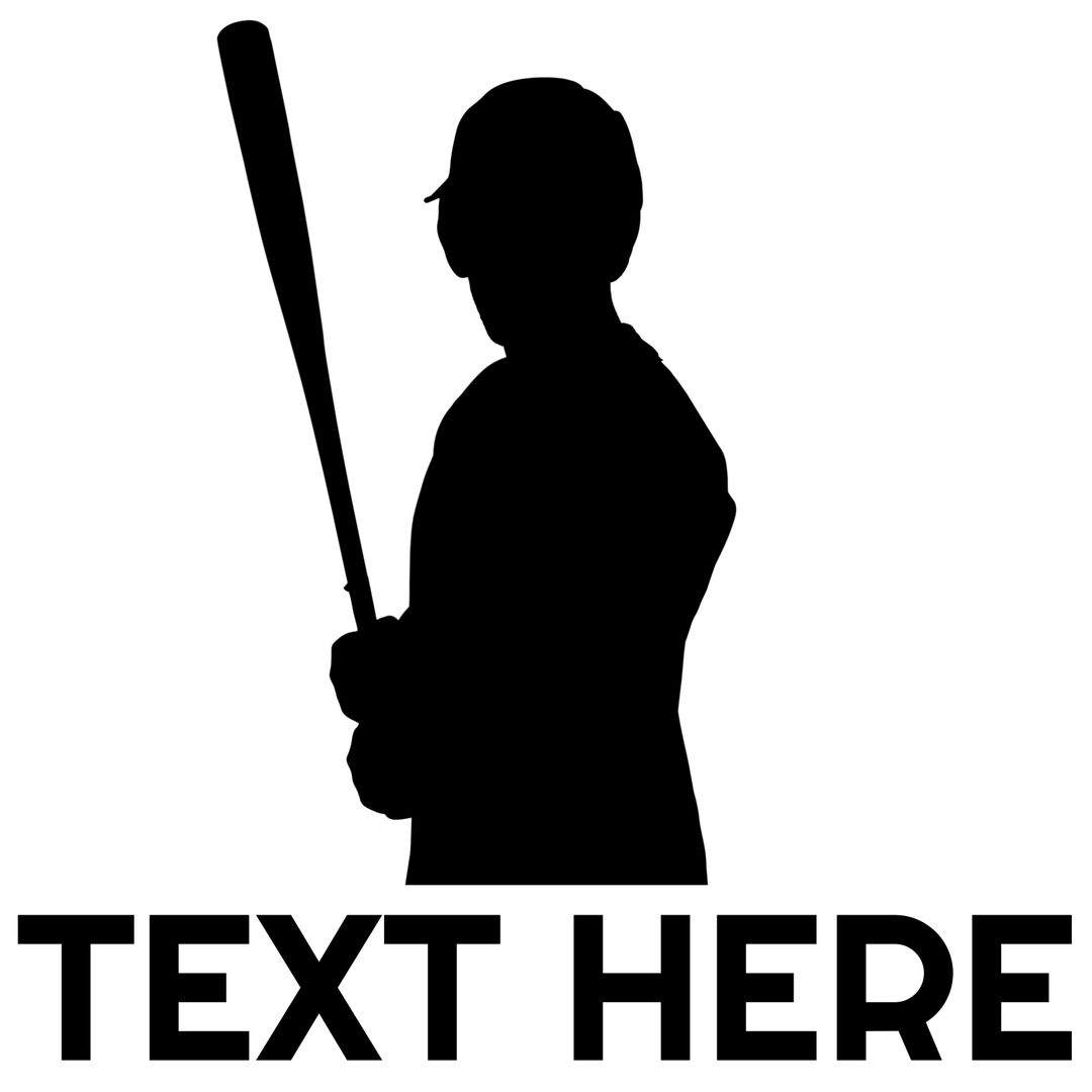 Silhouette of Baseball Player Poised to Swing with Placeholder Text
