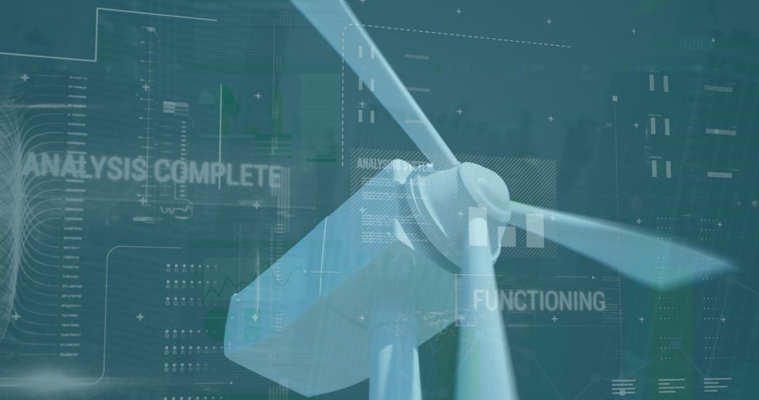 Data Interface Overlay Windmill Spinning Renewable Energy Tech