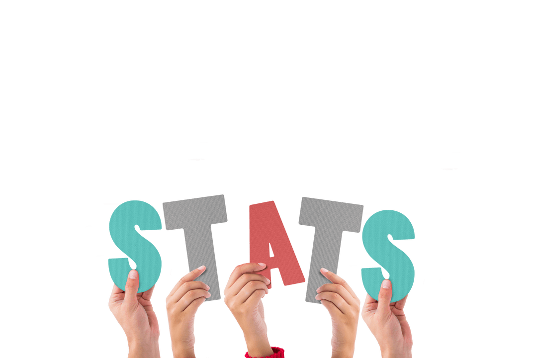 Hands Holding Stats Text on Transparent Background Illustration