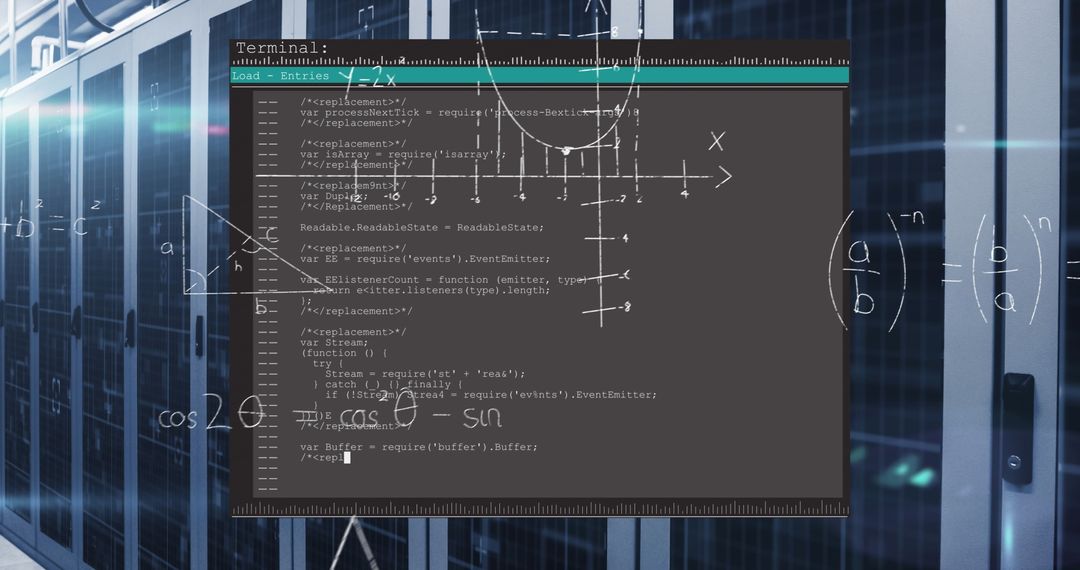 Data Center Security Code with Math Formulas Overlay