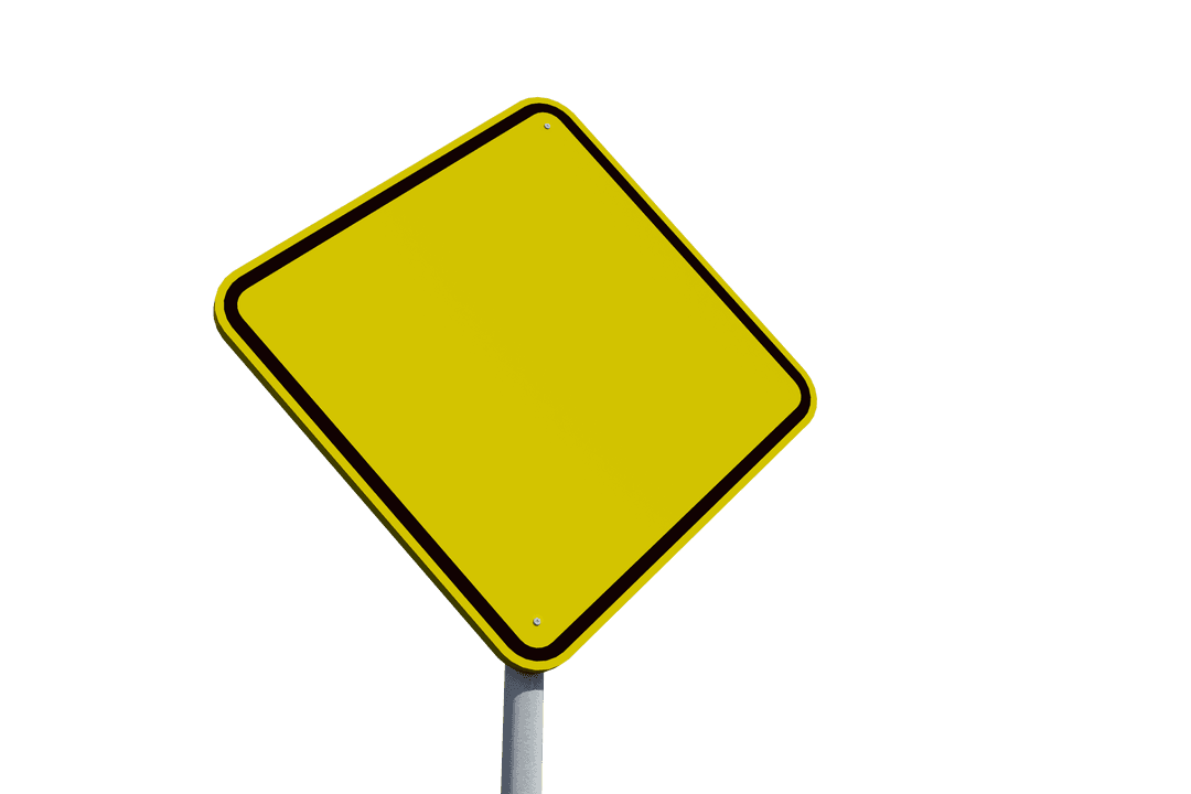 Blank Yellow Road Sign on Transparent Background