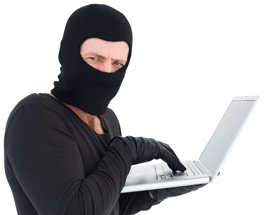 Transparent Masked Hacker in Black Attire Using Laptop - Download Free Stock Images Pikwizard.com