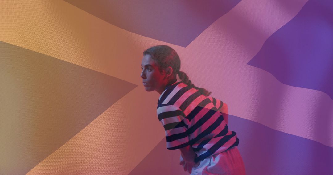 Rugby Player with Scottish Flag Overlay Reflecting Patriotism